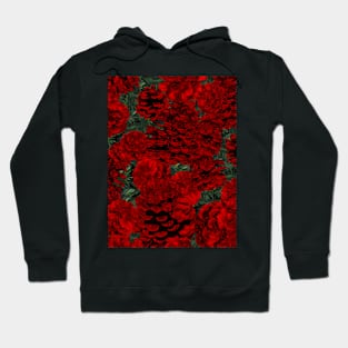 Pinecones All Red on Evergreen Repeat Hoodie